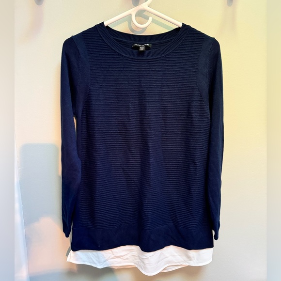 Hilary Radley Navy Blue Two-fer Sweater - Picture 1 of 6